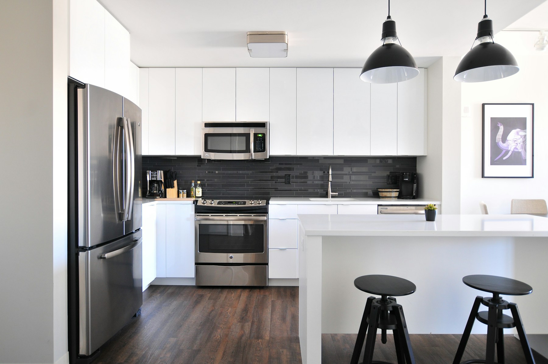 Bright modern kitchen with a crisp white finish